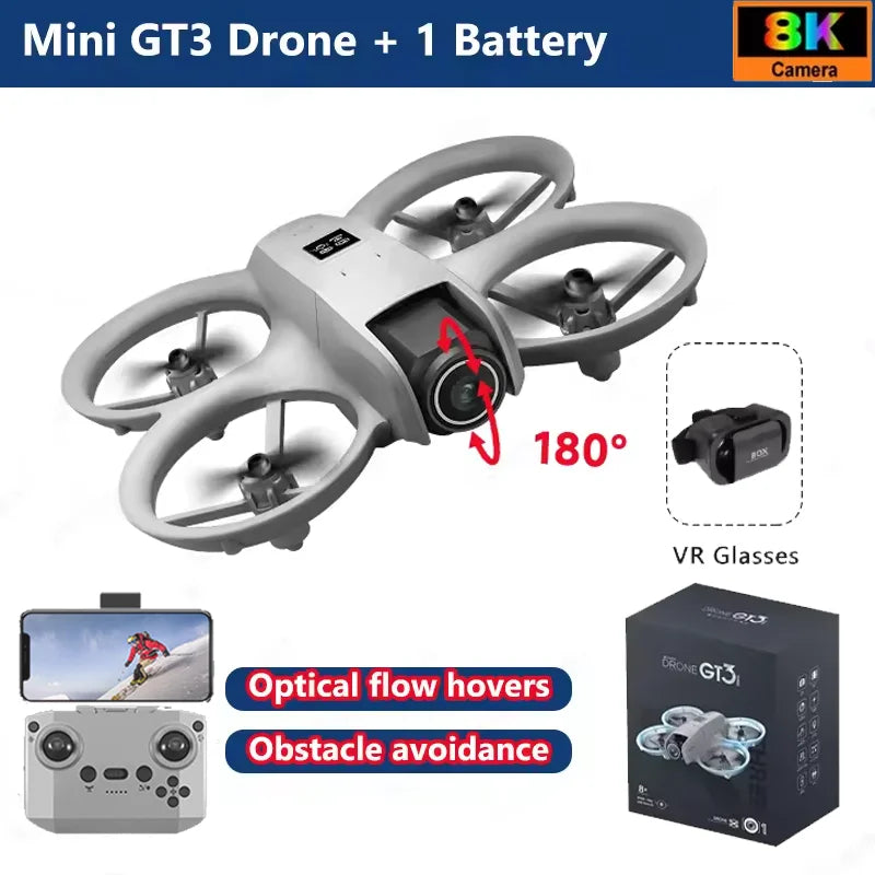 NEW Drones GT3 GPS 8K Professional HD 180° Dual Cameras 5G WIFI Brushless Motors Obstacle Avoidance FPV Foldable Quadcopter Toys