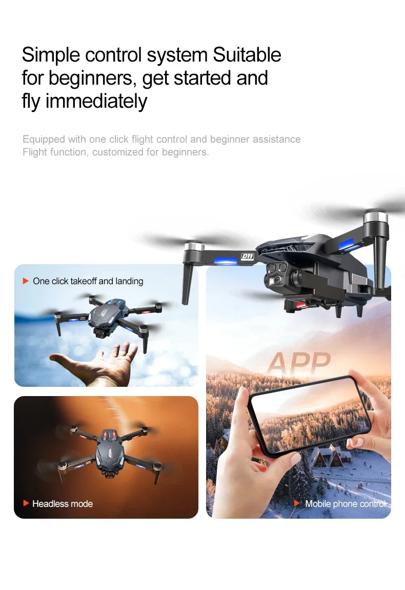 VIVO D11 Drone 8K Aerial HD Gradient Flowing Light Dual-Camera Omnidirectional Obstacle Avoidance Brushless Motor GPS UAV