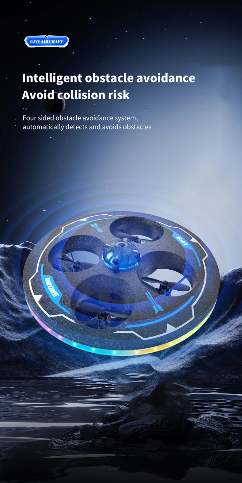 Drone with Camera Foam UAV Ufo Intelligent Obstacle Avoidance Aerial Aircraft 2.4G 4CH Mini RC Helicopter Dron Toys for Kids