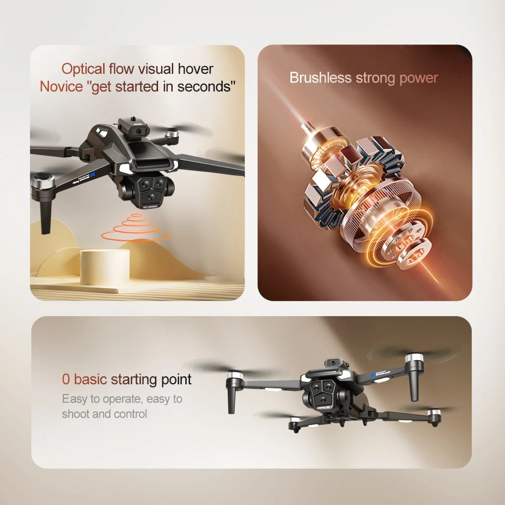 Drone 4K HD Brushless Motor Avoidance Drones with 4.5" Screen On Control Dual Cameras Quadcopter Gifts For Children and Adults