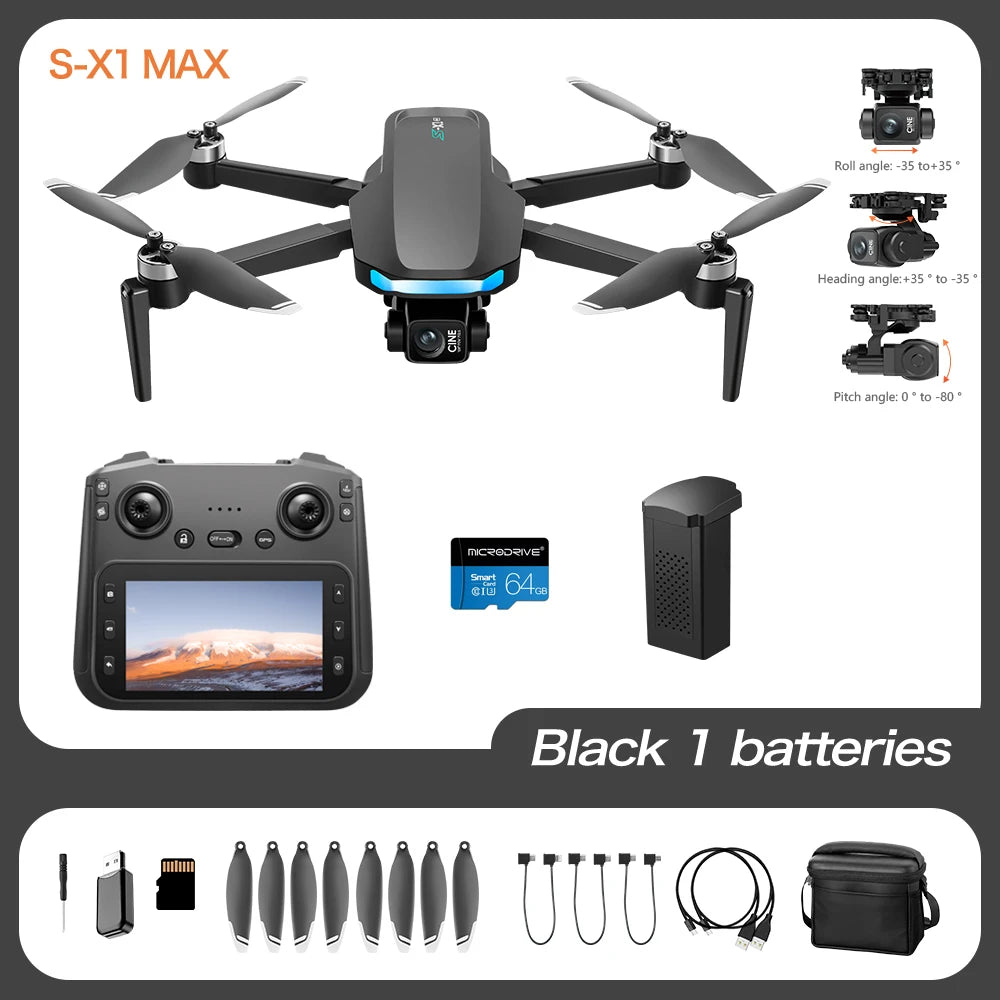 Drone Professional 3-axis Gimbal Stabilizer Camera with 5G WiFi GPS And 8K RC Equipped Screen Shared Multiple Displays on MP