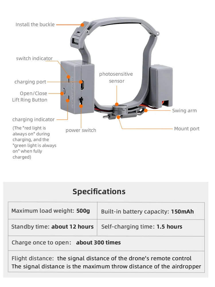 BRDRC Airdrop System for DJI Air 3S/Air 3 Drone Fishing Bait Wedding Ring Gift Deliver Life Rescue Thrower Drone Accessories