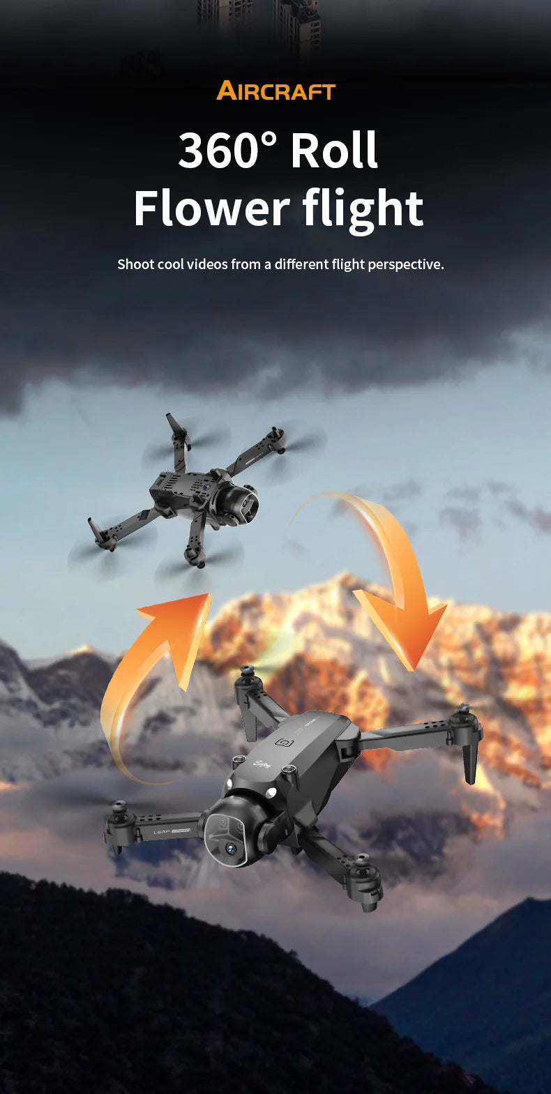 Foldable Four - Axis Drone with 360° Roll Feature - Dual Camera, Optical Flow Hover, Six - Axis Gyroscope & One - Click Landing