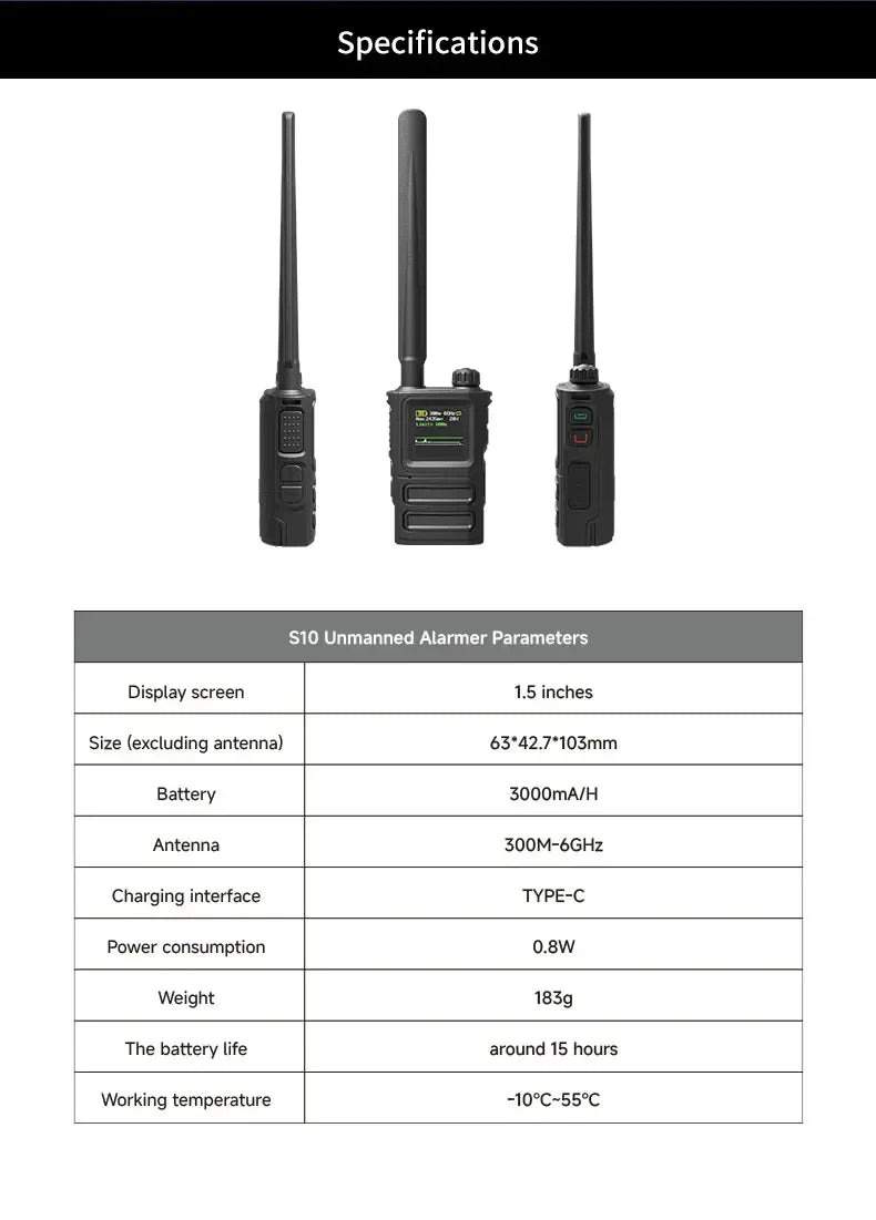Detect 300M-6GHZ Frequency Drone Detector Support Russian English Handheld Drone Alarms