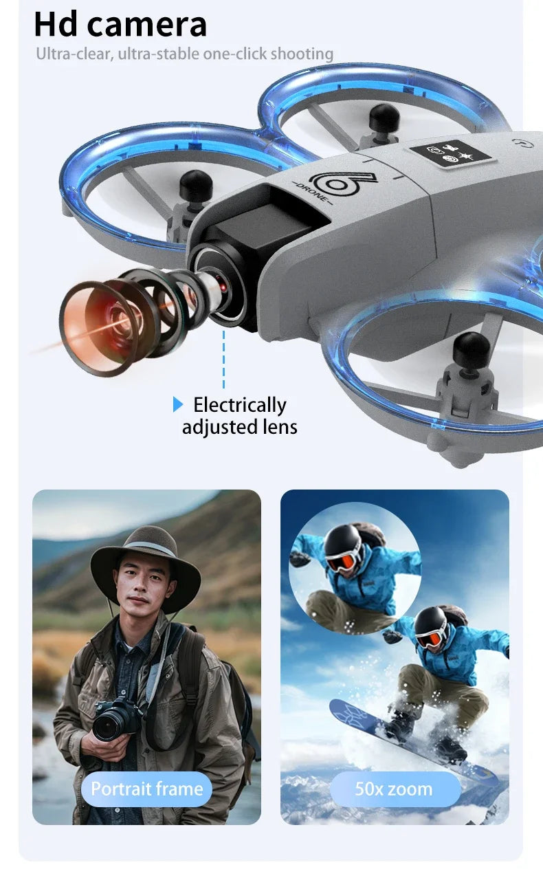 CZ06 Mini RC Quadcopter Drone - 480P HD Dual Camera, Obstacle Avoidance, Optical Flow, Cool Lights - Perfect Toy Gift for Kids