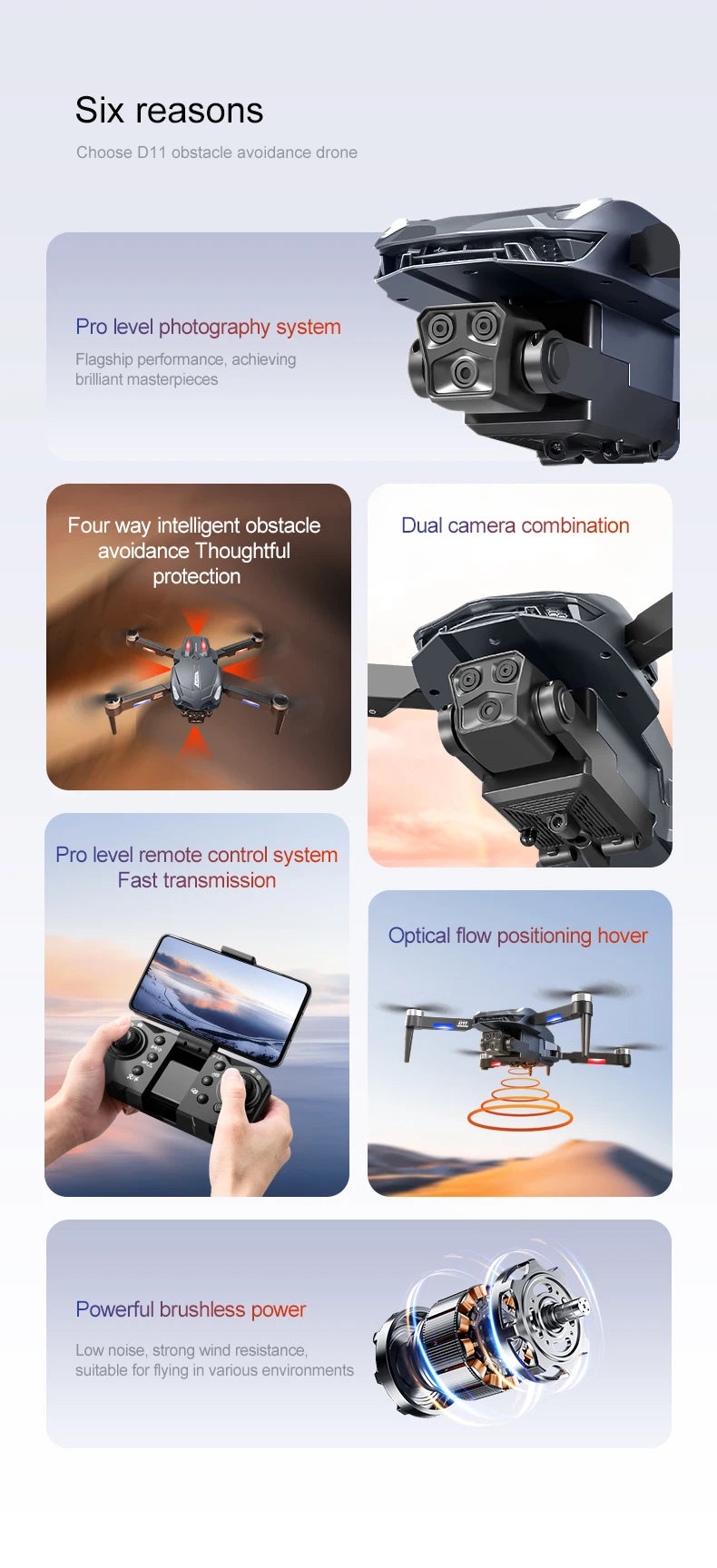 Xiaomi D11 Drone 8K Aerial HD Gradient Flowing Light Dual-Camera Omnidirectional Obstacle Avoidance Brushless Motor GPS UAV
