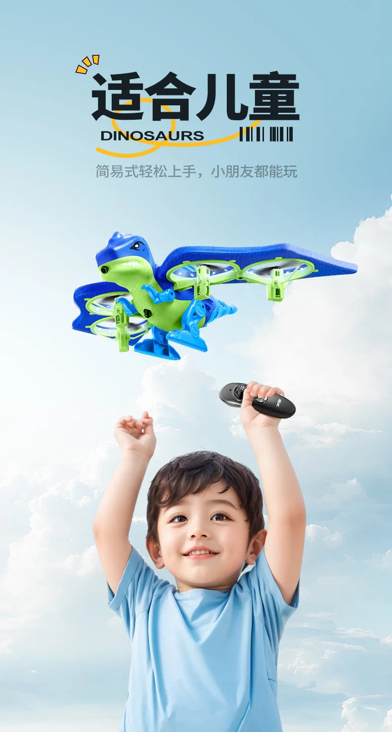 4DRC V48 Quadrotor Drone with Gravity Obstacle Avoidance Dinosaur Design Remote Control Foam Simulation Educational Toy for Kids