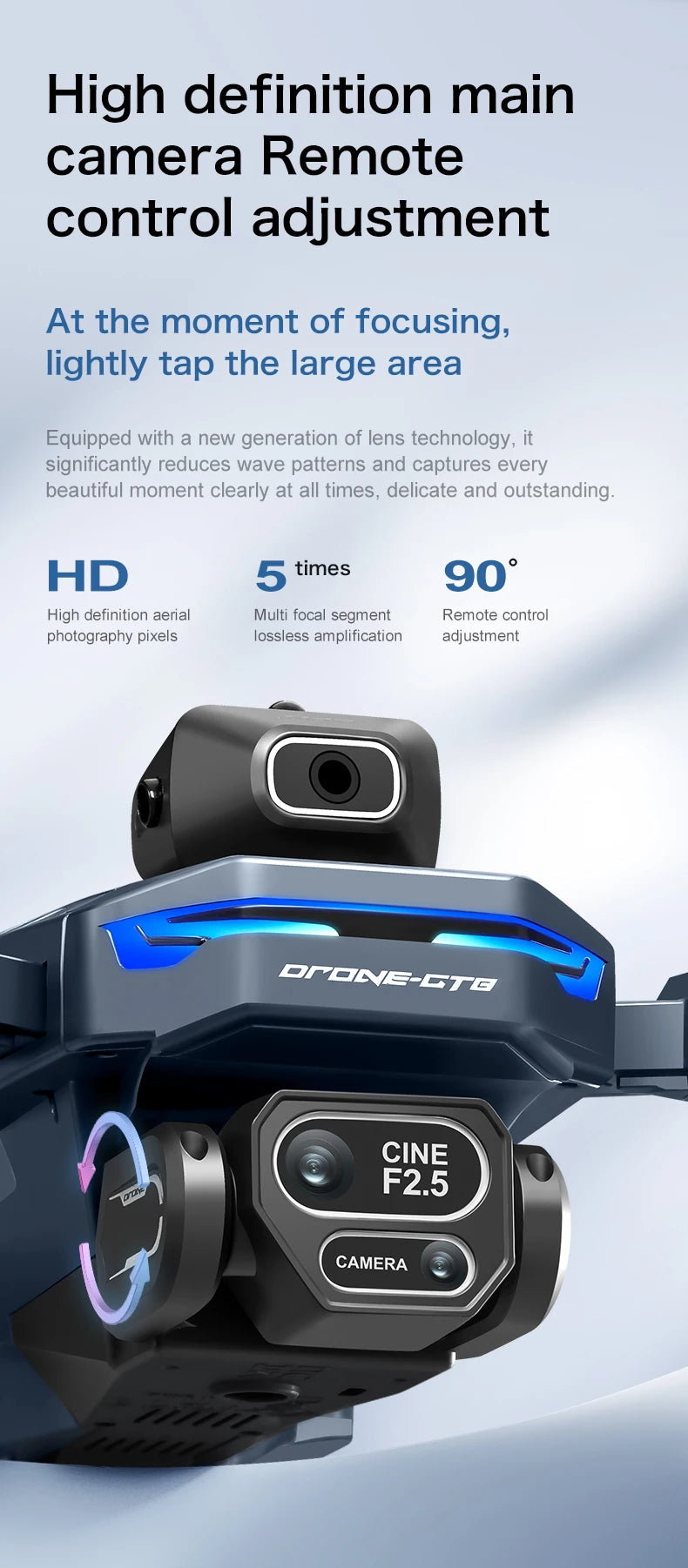 The GT8 drone is equipped with a 4.3-inch large-screen remote control, GPS, 8K triple camera, 5G WIFI, FPV brushless quadcopter