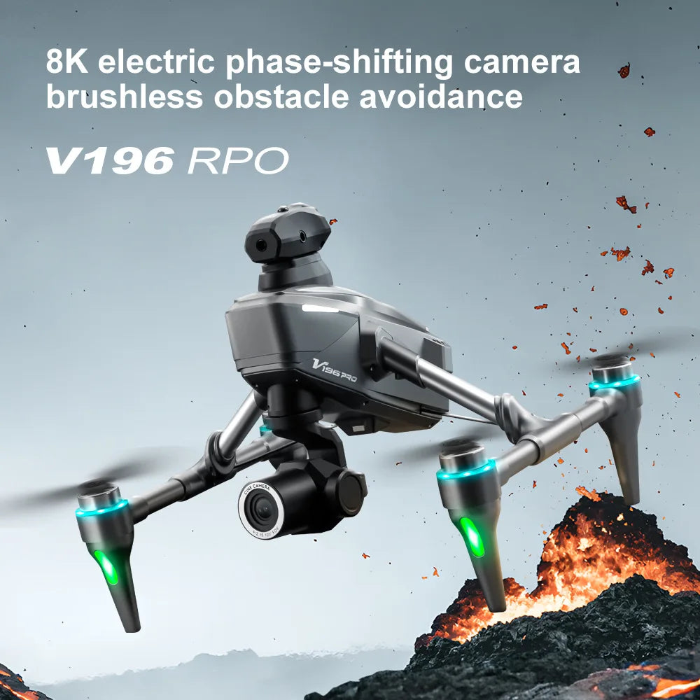 2025 V196 Automatic Obstacle Avoidance Drone 8K HD Camera Aerial Photography WIFI Optical Localization Brushless Drone Gift toys