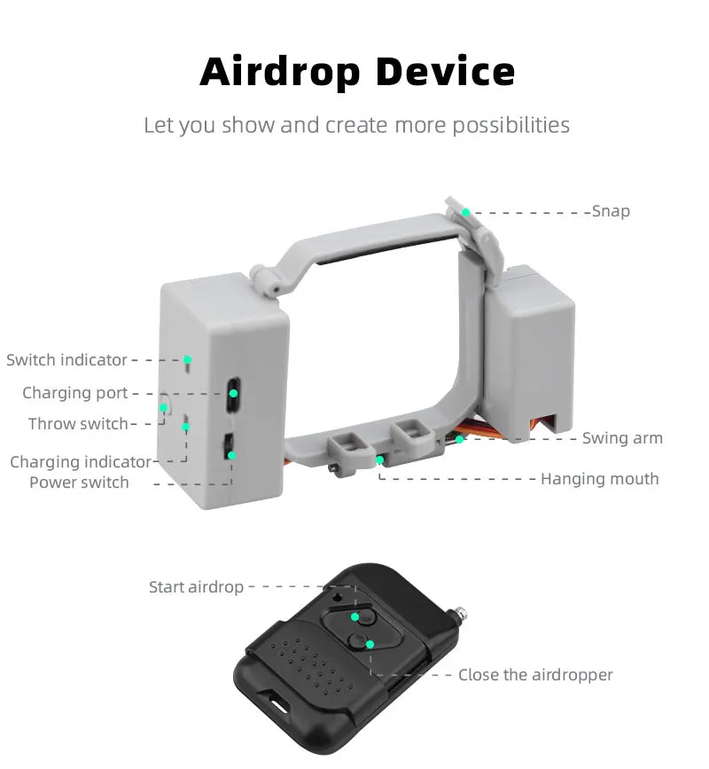 Drone Airdrop Thrower System 2.4G Remote Control General Payload Delivery Thrower Air Dropper Device Camera Drones Accessories