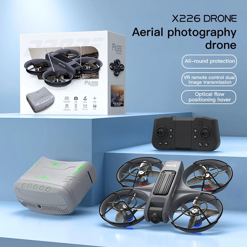 NEW X226 Drone VR Remote Control Brushless Dual Image Transmission HD Aerial Optical Flow Hover Obastacle Avoidance UAV Boys Toy