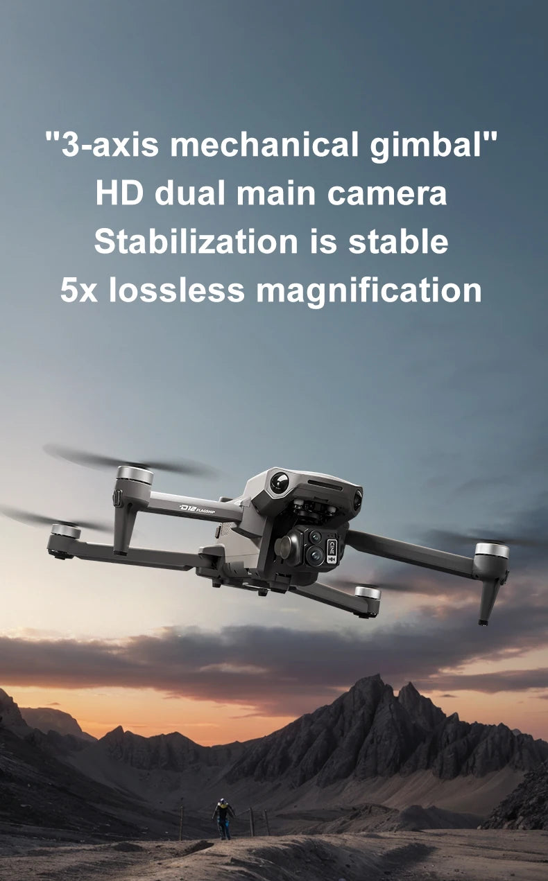 ZLL D12 Drone With 8K HD Camera Screen Remote GPS 360° Obstacle Avoidance 5G Wifi FPV Brushless Motor RC Dron Load capacity 500g