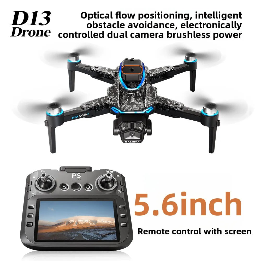 D13 Drone with 5.6-inch Screen Control Brushless Quadcopter Obstacle Avoidance Remote-controlled Aircraft Foreign Trade