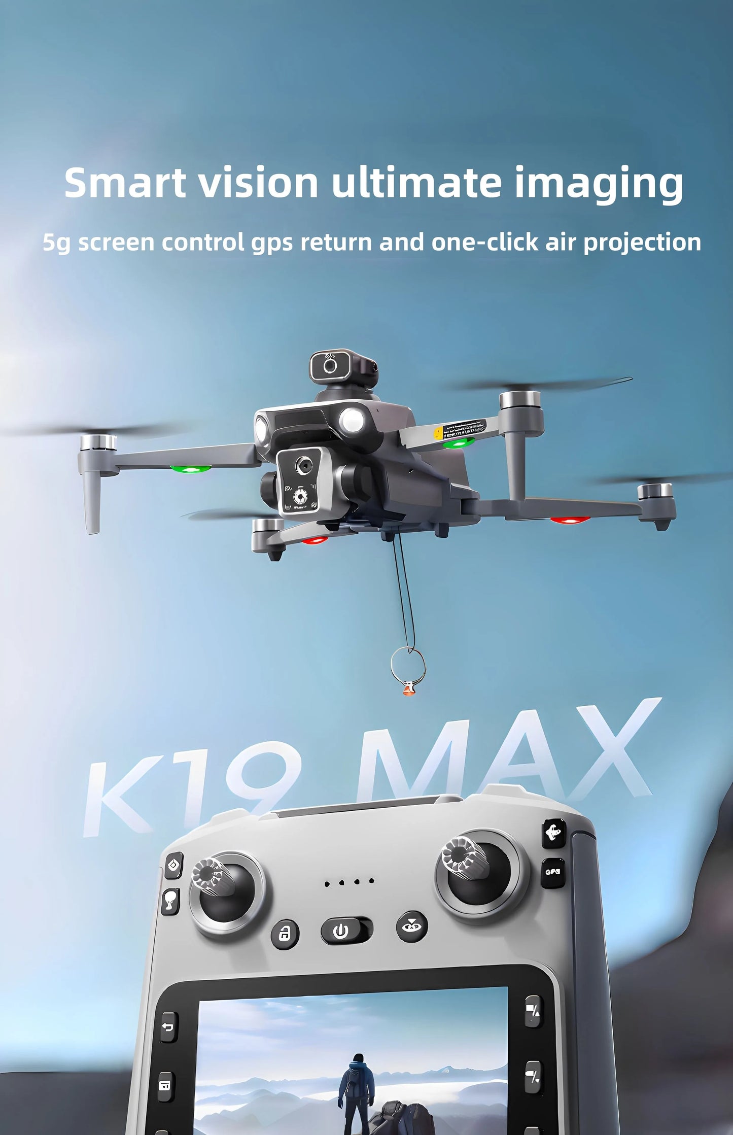 The 2025 new model K19 drone is equipped with a built-in screen GPS for professional drone high-definition aerial photography