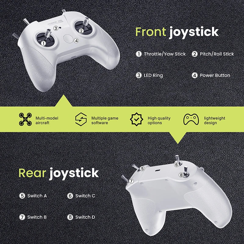 Drone Training Simulator Remote Control Handle FPV Drone 8CH Flight Simulator Controller Mode 1/2 DJI DRL Liftoff Accessories