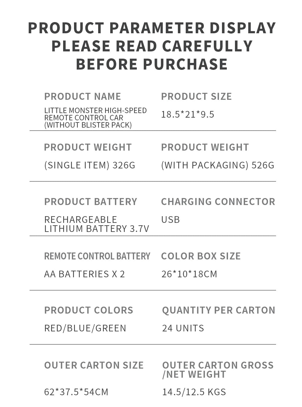 2.4G Remote Control Racing Car – High Speed Off-Road Climbing