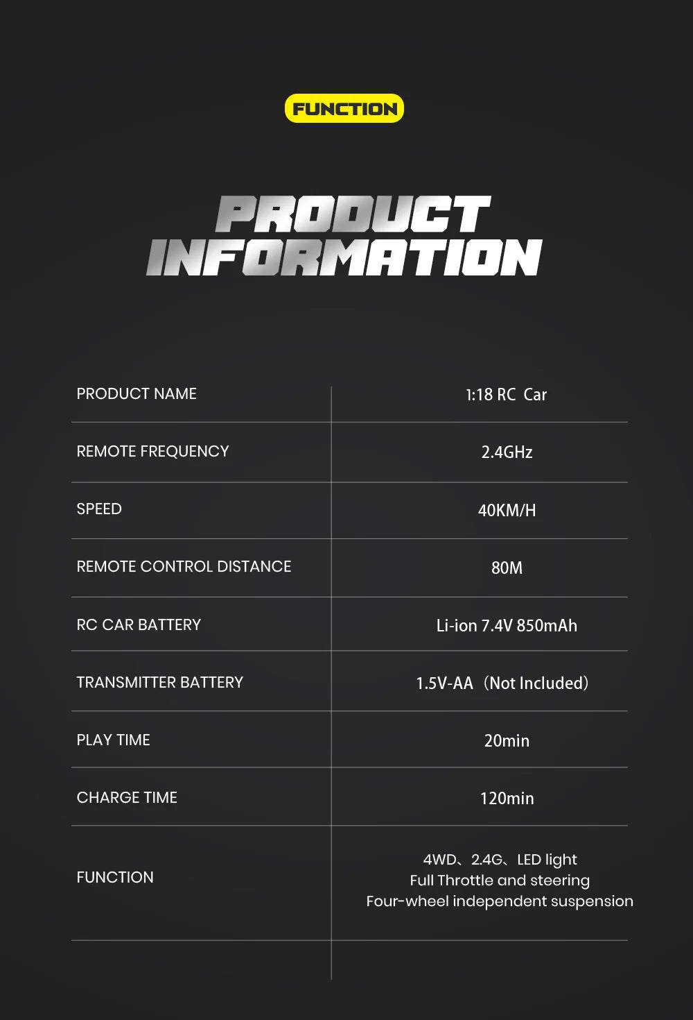 1:18 Full Scale Four-Wheel Drive High-Speed Remote Control Car Off-Road Pickup Truck Climbing Car Rc Racing Model