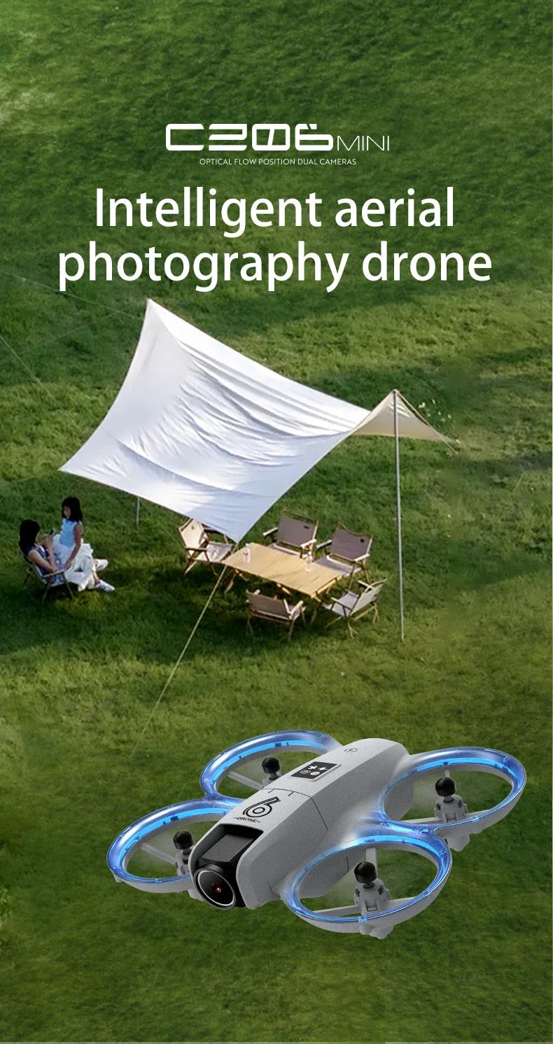 CZ06 Mini RC Quadcopter Drone - 480P HD Dual Camera, Obstacle Avoidance, Optical Flow, Cool Lights - Perfect Toy Gift for Kids