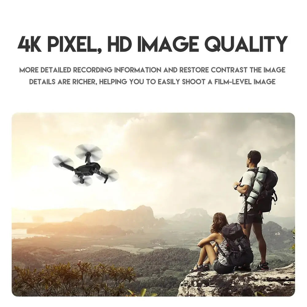 Drone Foldable Wings, Dual Cameras for Aerial Photography, 360° Rotation, One-Click Takeoff, Portable Rechargeable Battery