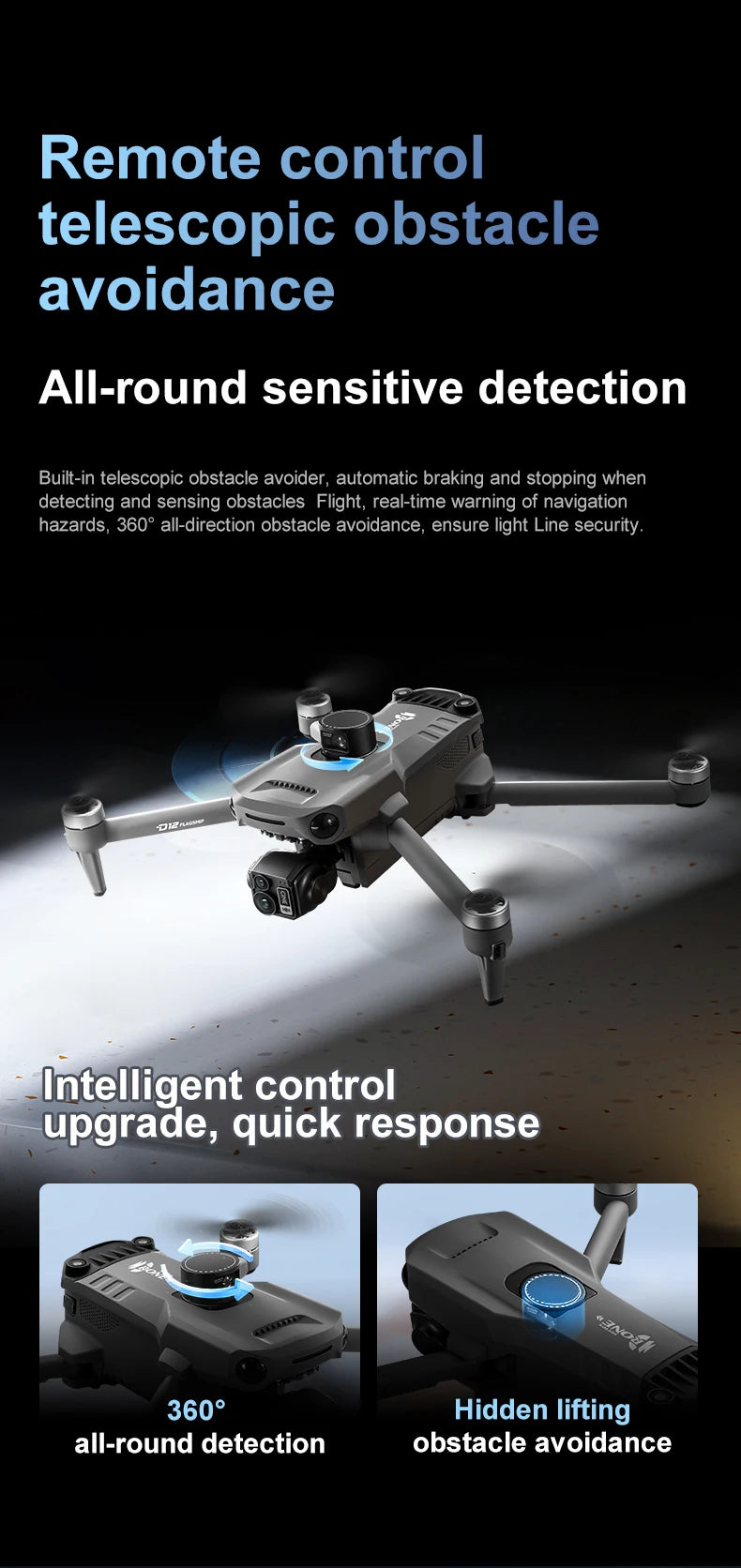 ZLL D12 Drone With 8K HD Camera Screen Remote GPS 360° Obstacle Avoidance 5G Wifi FPV Brushless Motor RC Dron Load capacity 500g