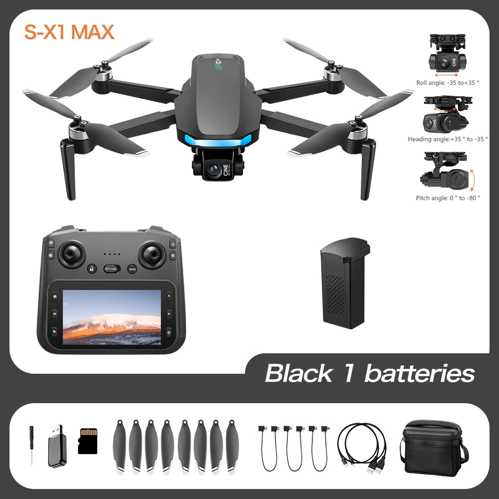Drone Professional 3-axis Gimbal Stabilizer Camera with 5G WiFi GPS And 8K RC Equipped Screen Shared Multiple Displays on MP