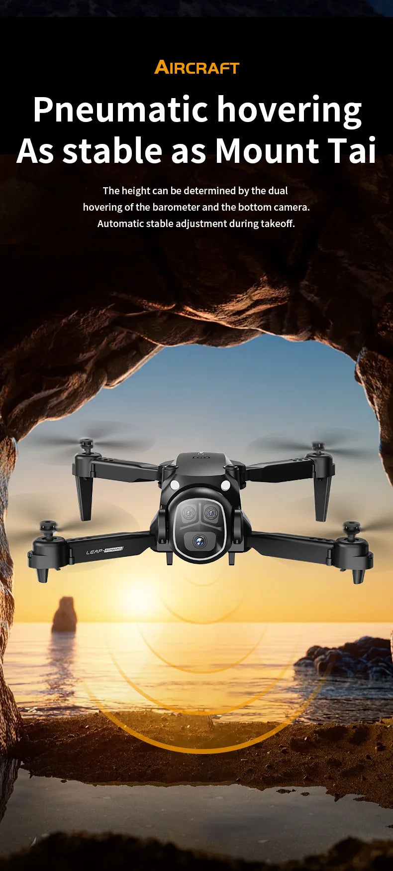Foldable Four - Axis Drone with 360° Roll Feature - Dual Camera, Optical Flow Hover, Six - Axis Gyroscope & One - Click Landing