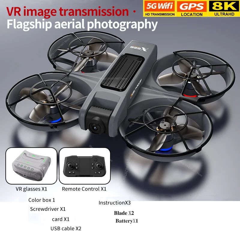 NEW X226 Drone VR Remote Control Brushless Dual Image Transmission HD Aerial Optical Flow Hover Obastacle Avoidance UAV Boys Toy