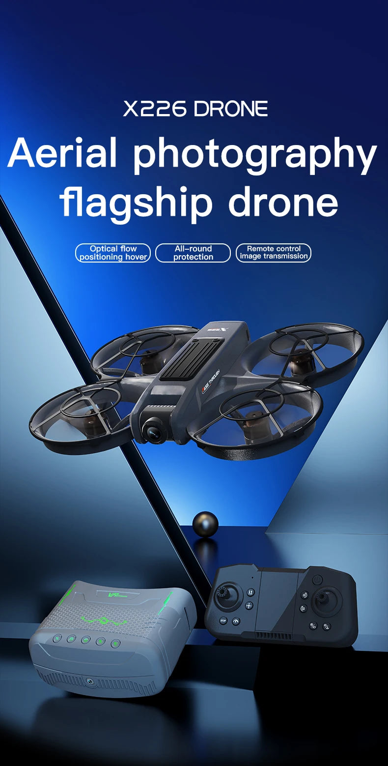 NEW X226 Drone VR Remote Control Brushless Dual Image Transmission HD Aerial Optical Flow Hover Obastacle Avoidance UAV Boys Toy