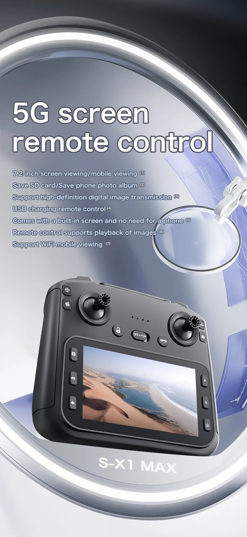 Drone Professional 3-axis Gimbal Stabilizer Camera with 5G WiFi GPS And 8K RC Equipped Screen Shared Multiple Displays on MP