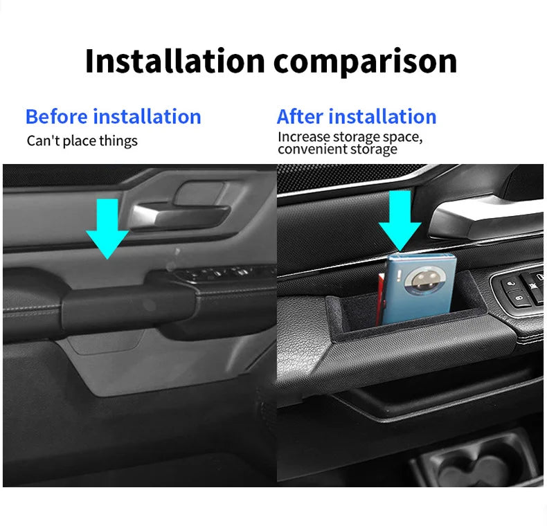 Car Front Door Handrail Sort Out Storage Box Auto Interior Accessories Silicone Anti-Slip Mat For Dodge Ram 1500 2019 2020 2021