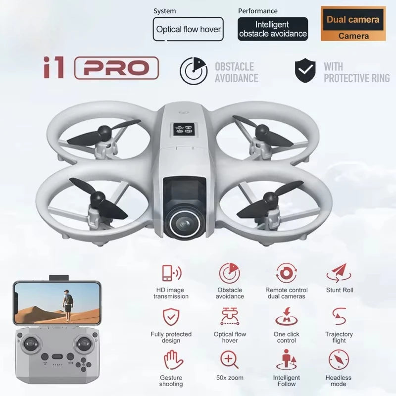 I1PRO Rc Drone 4K Aerial Photography Machine Dual Camera HD Quadcopter Five-side Obstacle Avoidance Foldable Drone RC Drone