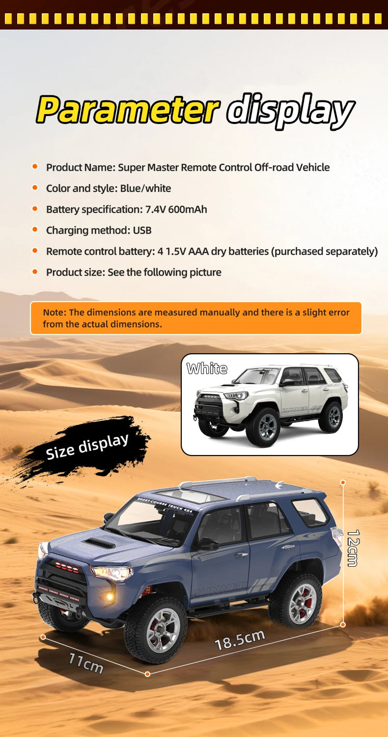 1/18 RC Car 2.4G Remote Control Crawler 4WD Off-Road Climbing Alloy Simulation Model with LED Lights Vehicle Toys HG4-209