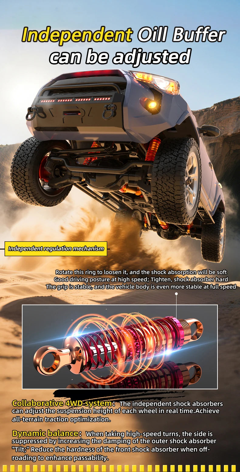1/18 RC Car 2.4G Remote Control Crawler 4WD Off-Road Climbing Alloy Simulation Model with LED Lights Vehicle Toys HG4-209