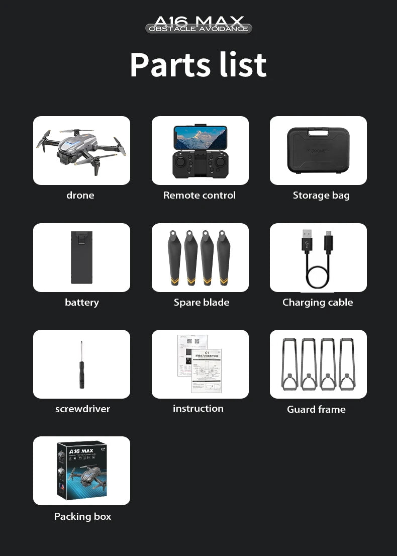 New A16 MAX 4K Drone With Camera 360° Obstacle Avoidance Drone GPS Smart Flying Drone Brushless motor tracking HD shooting drone