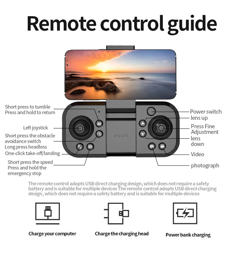 DWI D26 Rc drone  three-camera professional photography height-fixing obstacle avoidance brushless helicopter foldable quadcopte