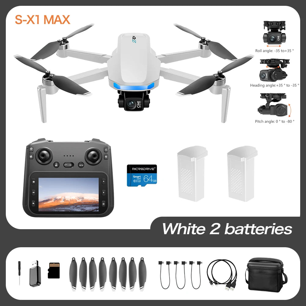 Drone Professional 3-axis Gimbal Stabilizer Camera with 5G WiFi GPS And 8K RC Equipped Screen Shared Multiple Displays on MP