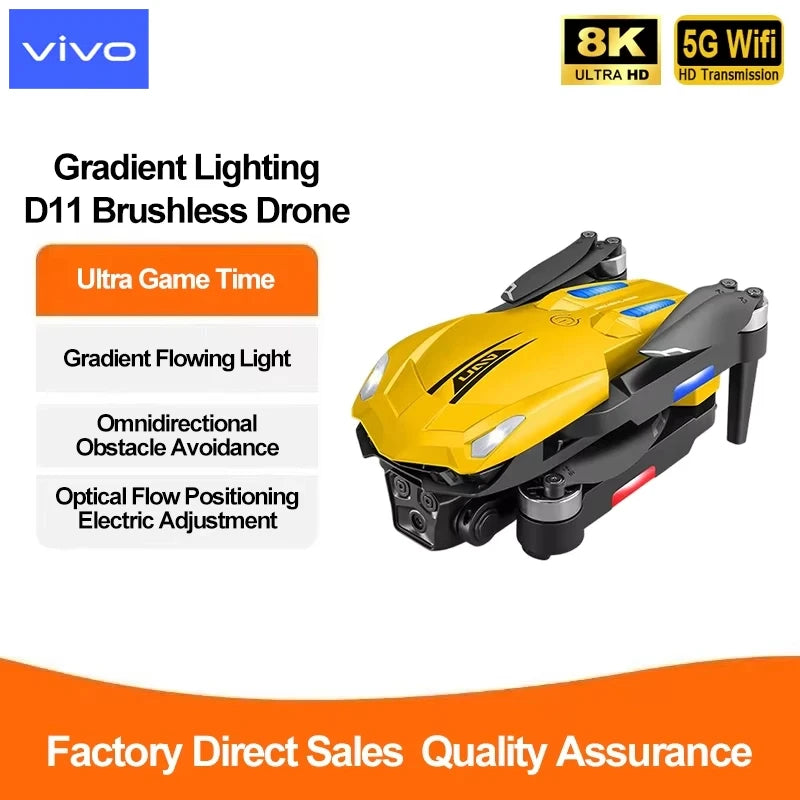 VIVO D11 8K GPS Brushless Drone with Dual Camera & Omnidirectional Obstacle Avoidance