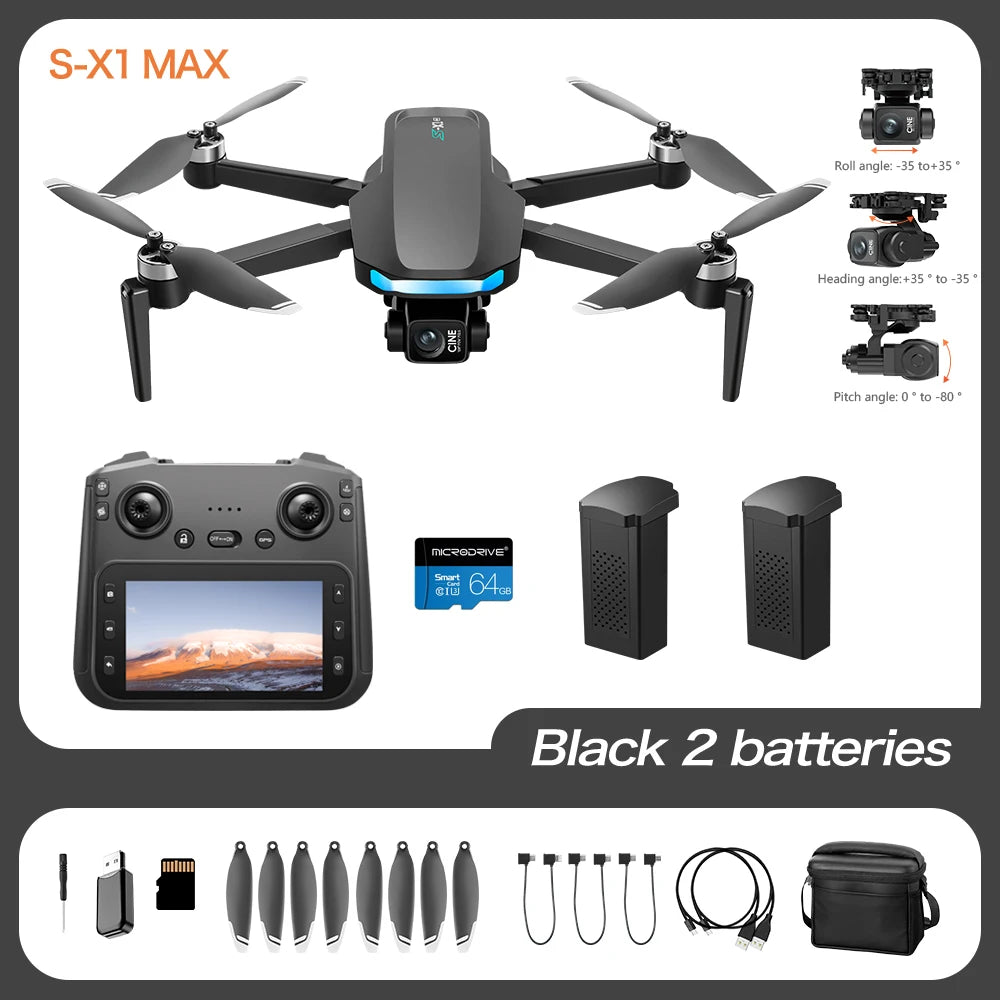 Drone Professional 3-axis Gimbal Stabilizer Camera with 5G WiFi GPS And 8K RC Equipped Screen Shared Multiple Displays on MP