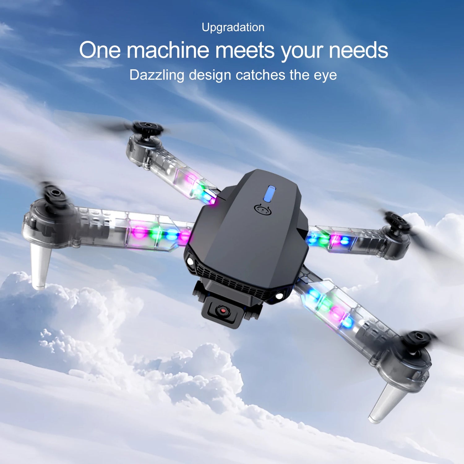 Dron profesional de control remoto, cuadricóptero E88D E99D con luz colorida, 4K, cámara HD gran angular de 1080P, WIFI, FPV, al