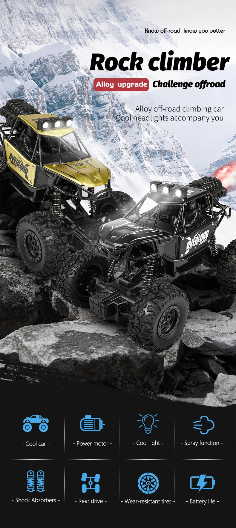 2025 NEW Remote Control Car 1:18 Off Road RC Buggy Truck with LED Lights for Kids Boy Girl Toy Gift Indoor Outdoor Racing Drifts