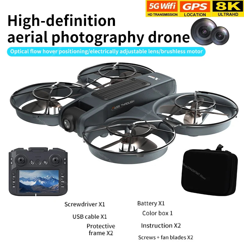 NEW X226 Drone VR Remote Control Brushless Dual Image Transmission HD Aerial Optical Flow Hover Obastacle Avoidance UAV Boys Toy