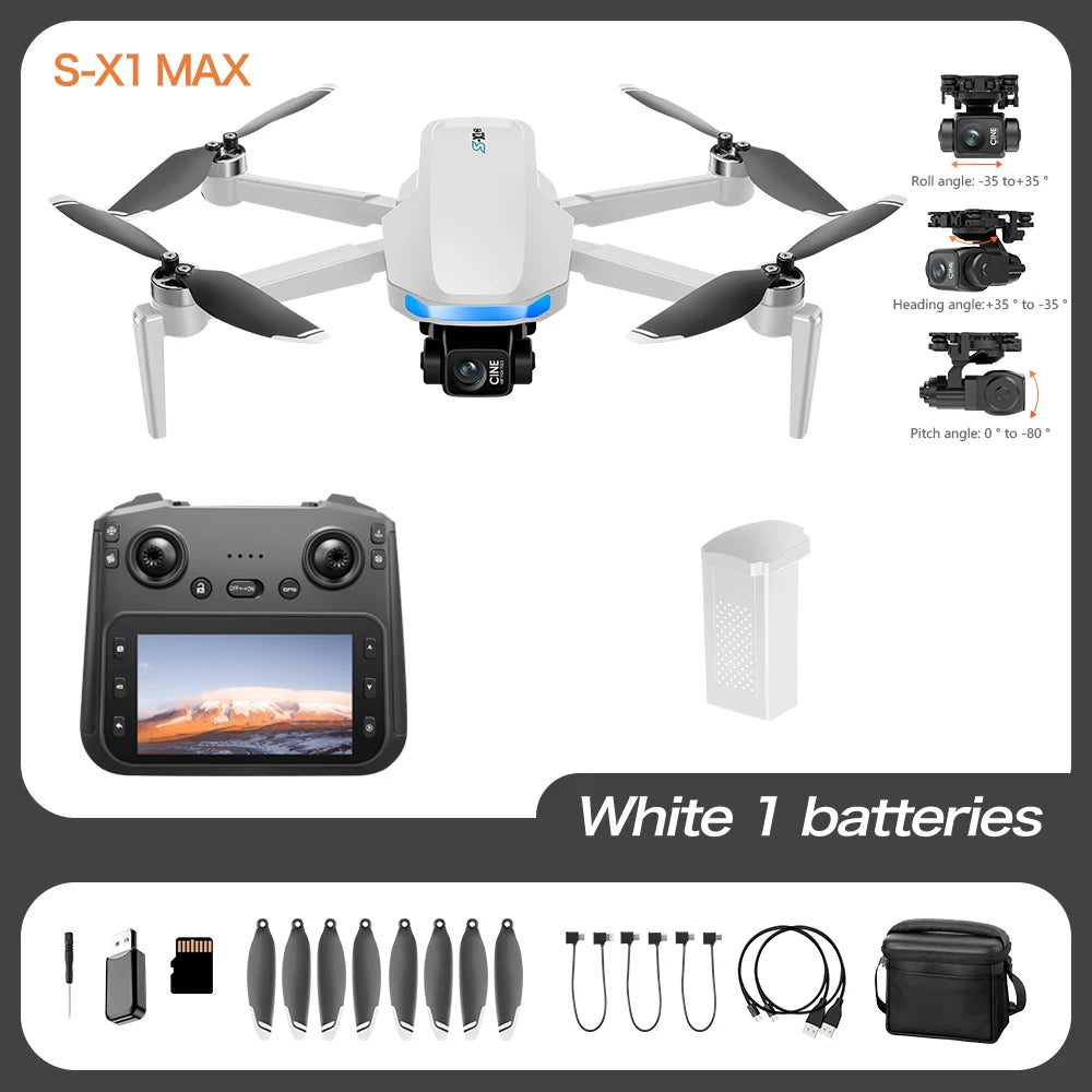 Drone Professional 3-axis Gimbal Stabilizer Camera with 5G WiFi GPS And 8K RC Equipped Screen Shared Multiple Displays on MP