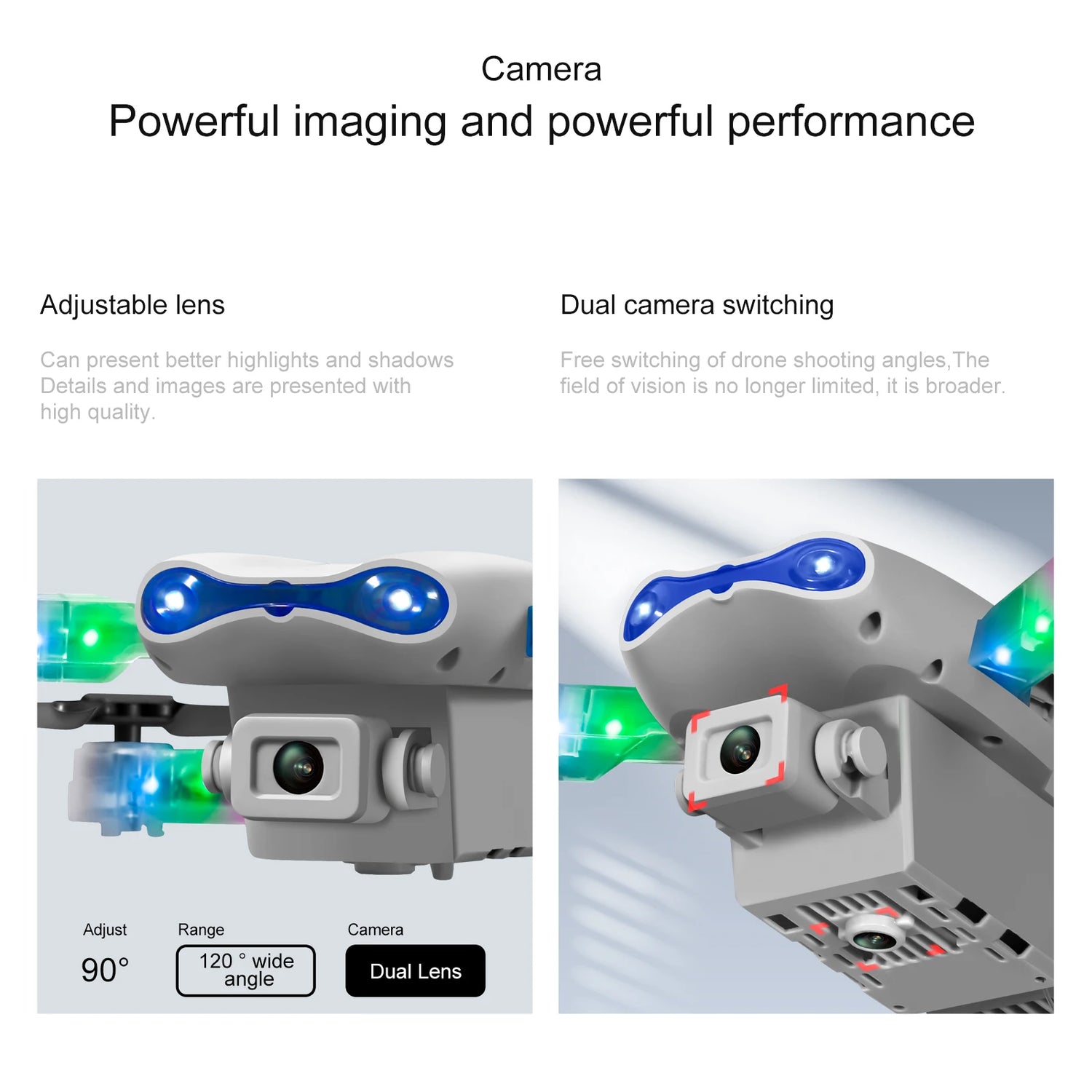 Dron profesional de control remoto, cuadricóptero E88D E99D con luz colorida, 4K, cámara HD gran angular de 1080P, WIFI, FPV, al