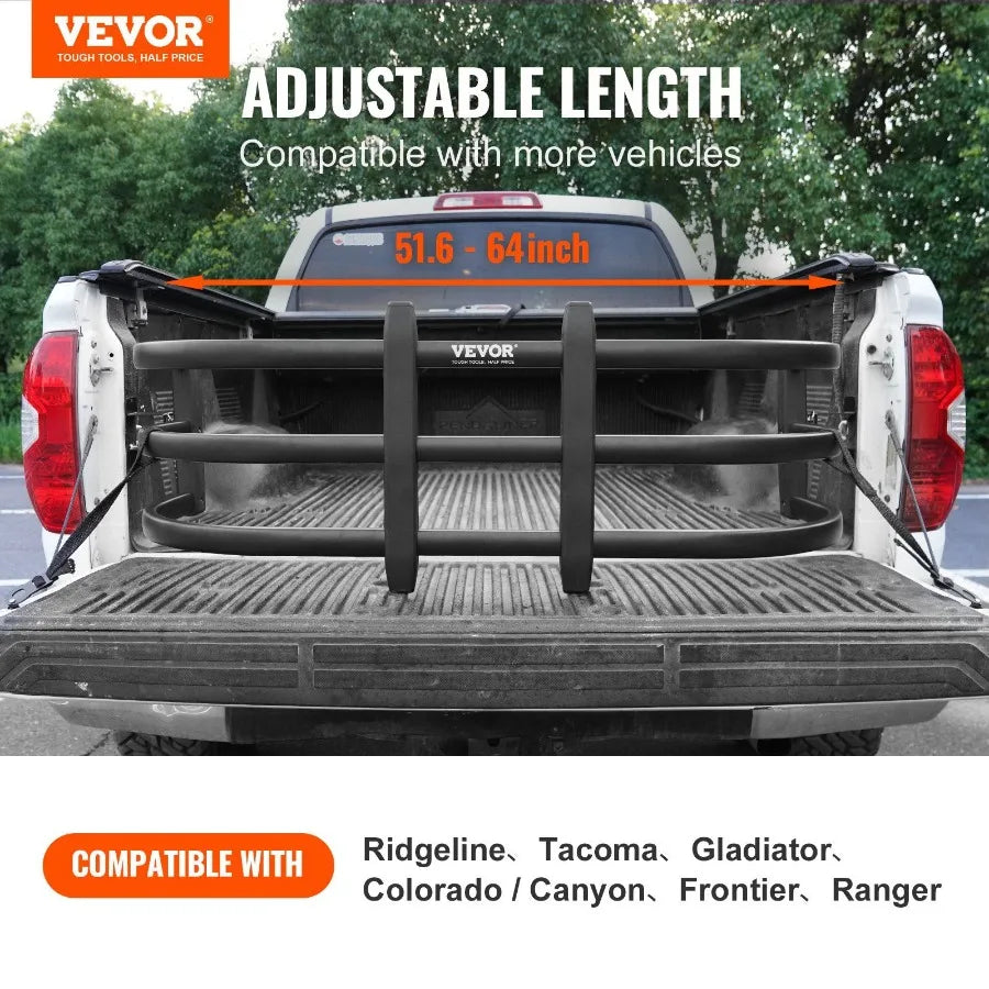 Truck Bed Extender Aluminum Retractable Tailgate Extender 51.664 Adjustable Length Fits for Ridgeline Tacoma Gladiator Colorad
