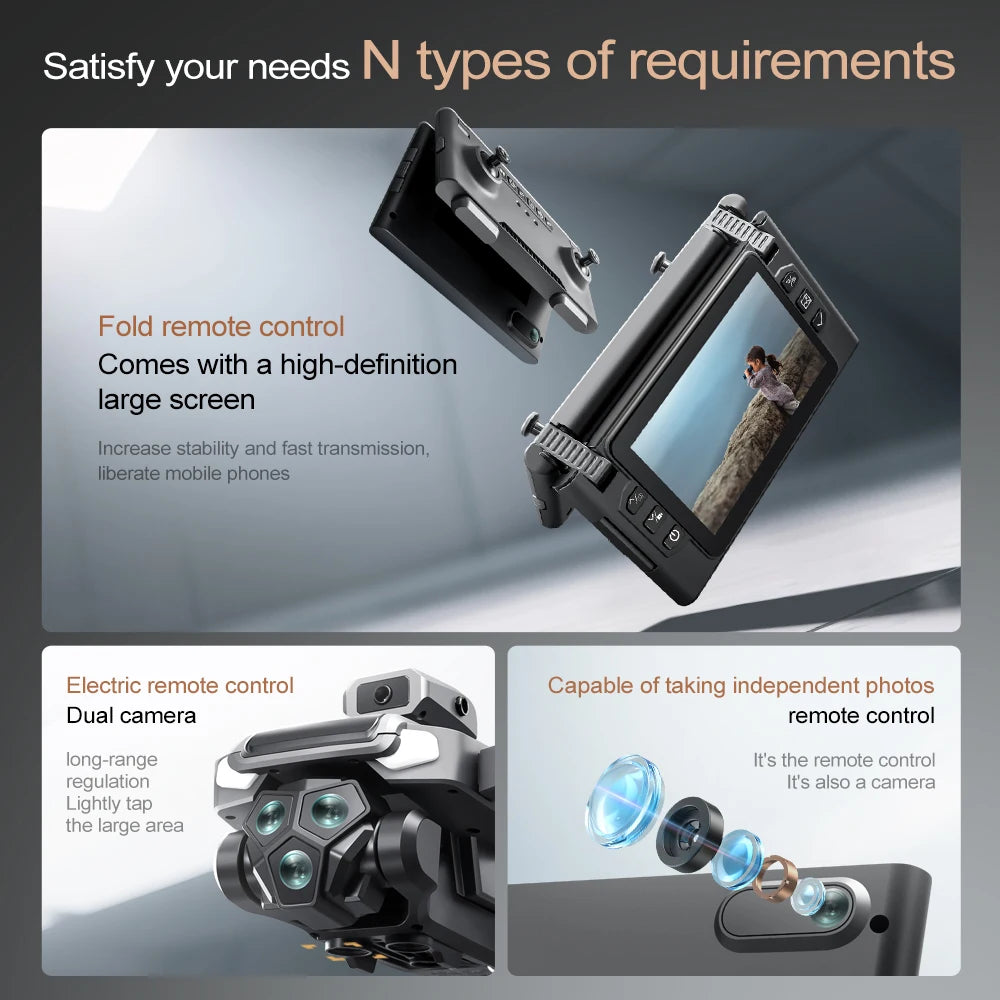 2025 New Drone with Flodable Screen Control Dual ESC 4K HD Camera 30mins Flight 5G Wifi GPS Return Optical Flow Brushless RC Toy