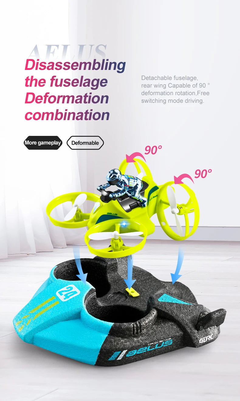 4DRC Mini RC Drone Altitude Hold Headless Mode 3 in 1 Sea Land Air Flight 2.4G Remote Control Quadcopter Boat RC Helicopter Toys