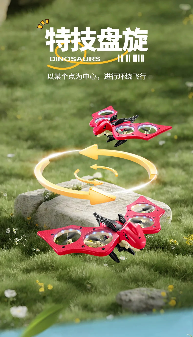 4DRC V48 Quadrotor Drone with Gravity Obstacle Avoidance Dinosaur Design Remote Control Foam Simulation Educational Toy for Kids