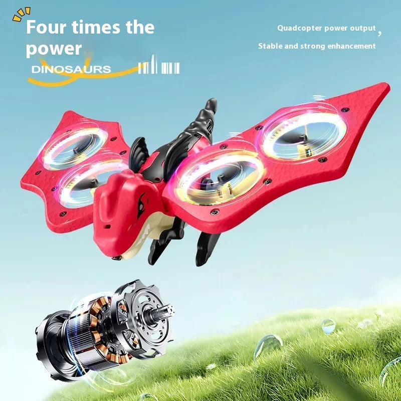 4DRC V48 Quadrotor Drone with Gravity Obstacle Avoidance Dinosaur Design Remote Control Foam Simulation Educational Toy for Kids