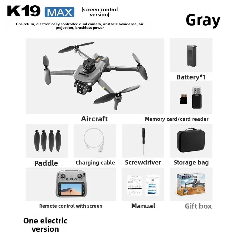 The 2025 new model K19 drone is equipped with a built-in screen GPS for professional drone high-definition aerial photography