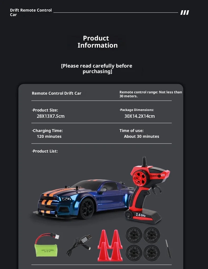 High-Speed RC Car: Remote-Controlled Drifting Vehicle with Four-Wheel Drive, Fast-Diving Electric Toy Car Model,Ideal for Racing